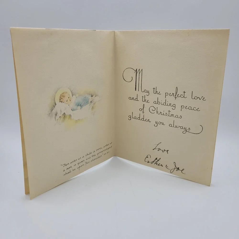 Vintage Christmas Card Nativity Scene Star‎ Shaped Made in USA Religious Holiday